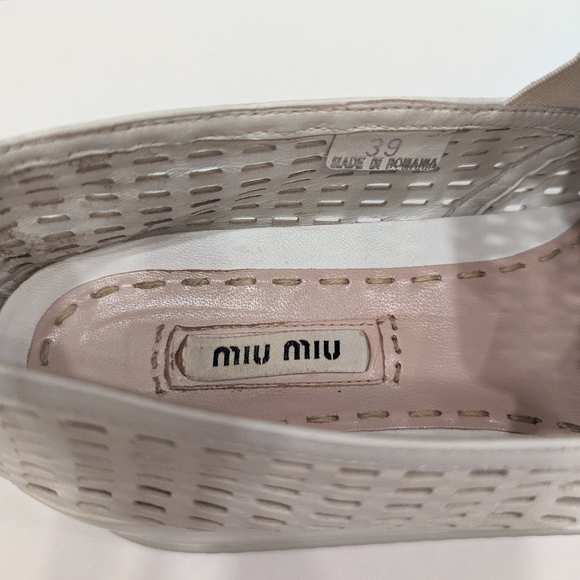 Miu Miu Perforated Leather Platform Slip Ons - Picture 7 of 7